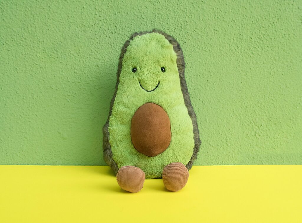 smiling avocado plushie