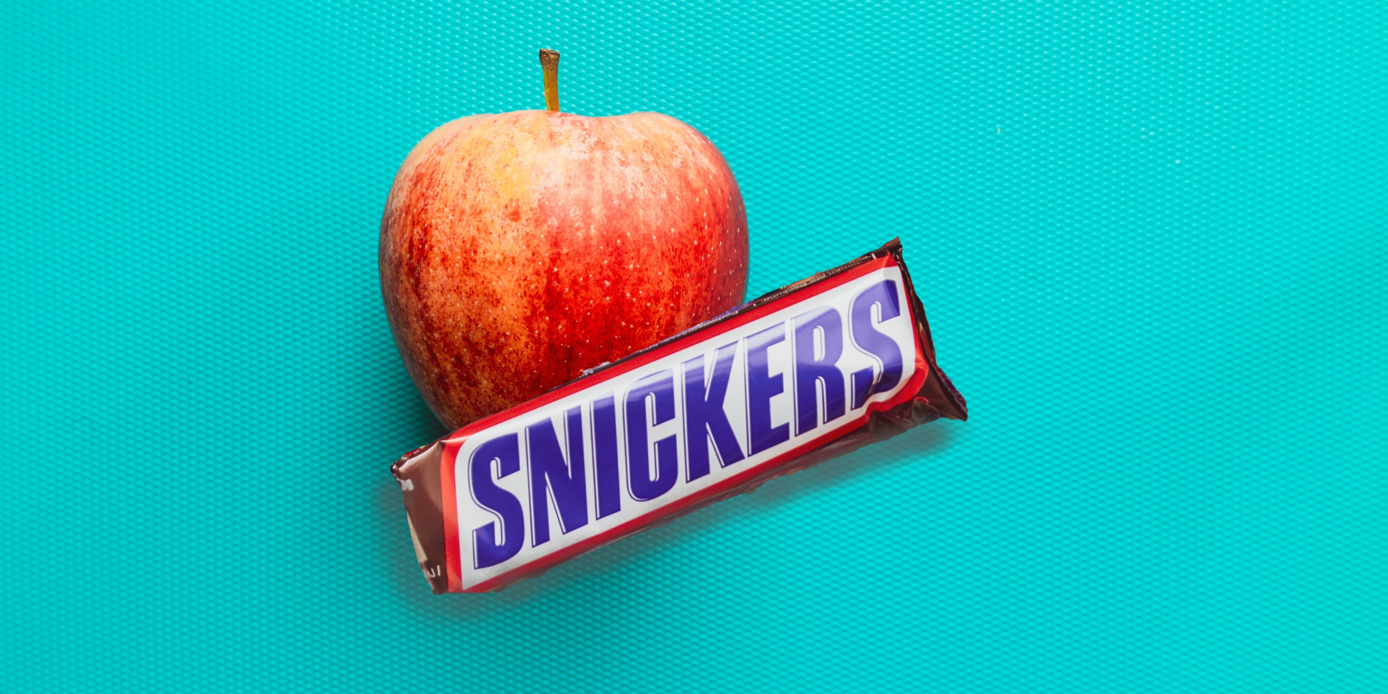 an apple and snickers