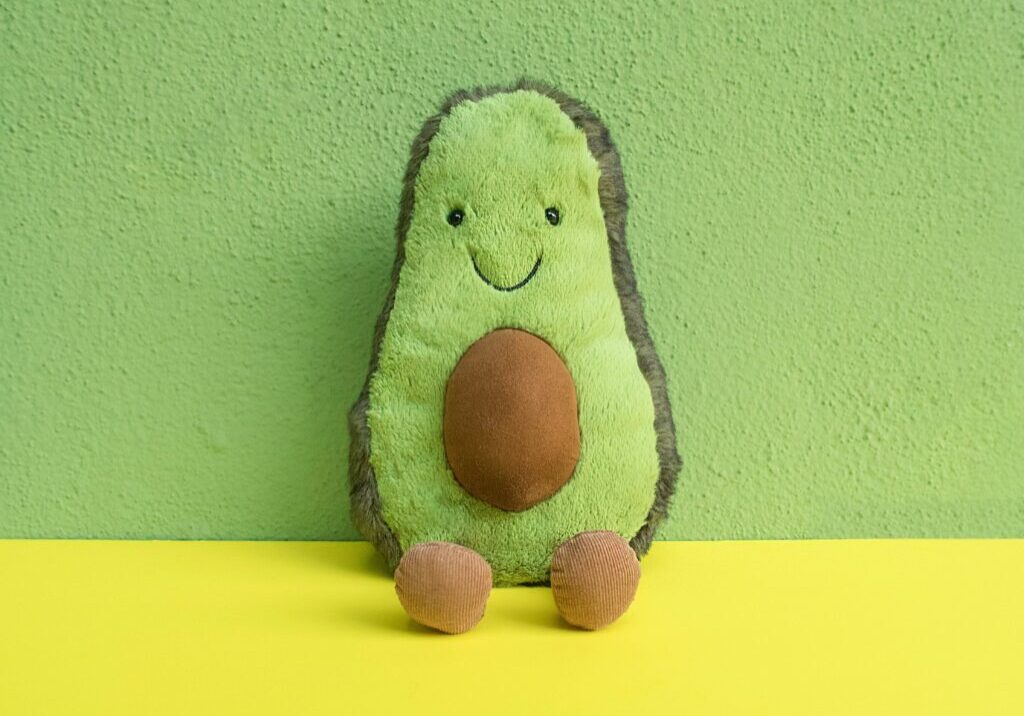 smiling avocado plushie